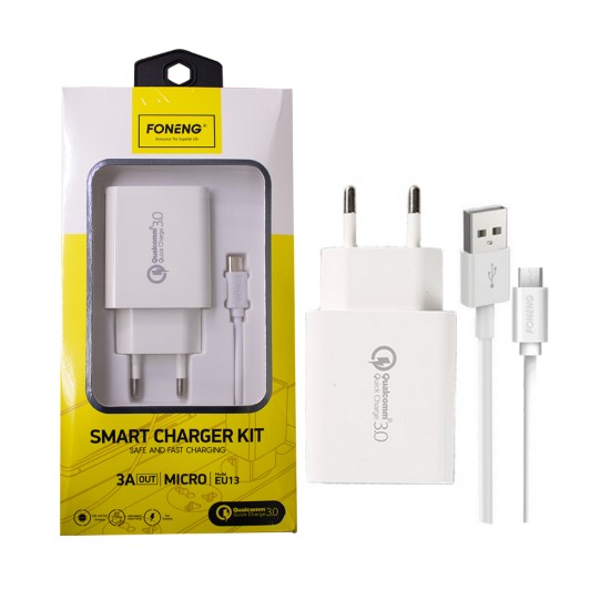 Foneng Fast Charger EU13 with Micro Cable 1USB 3A White